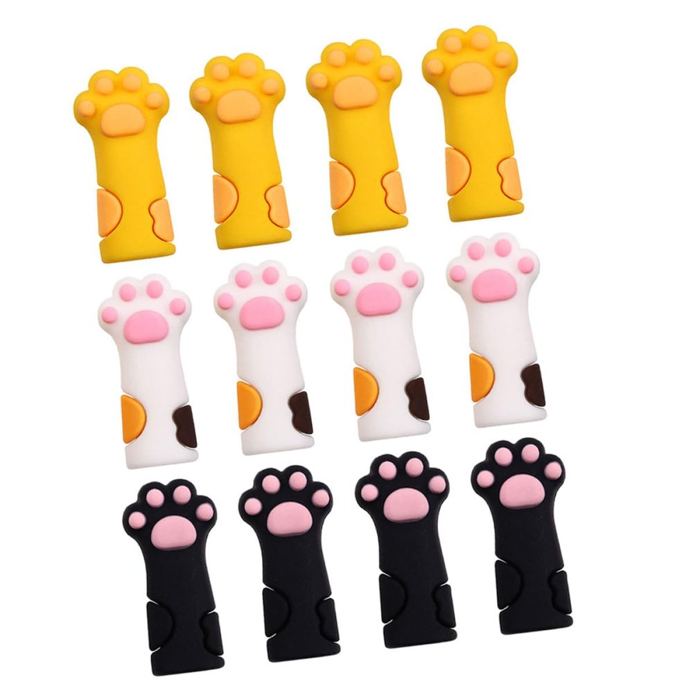 AMUSLESUR 12-Piece Silicone Handle Sleeves for Cuticle Nippers with Cute Cat Paw Designs