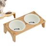 Elevated Angled Cat Bowl with Non-Slip Wooden Base view 1