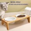 Elevated Angled Cat Bowl with Non-Slip Wooden Base view 3
