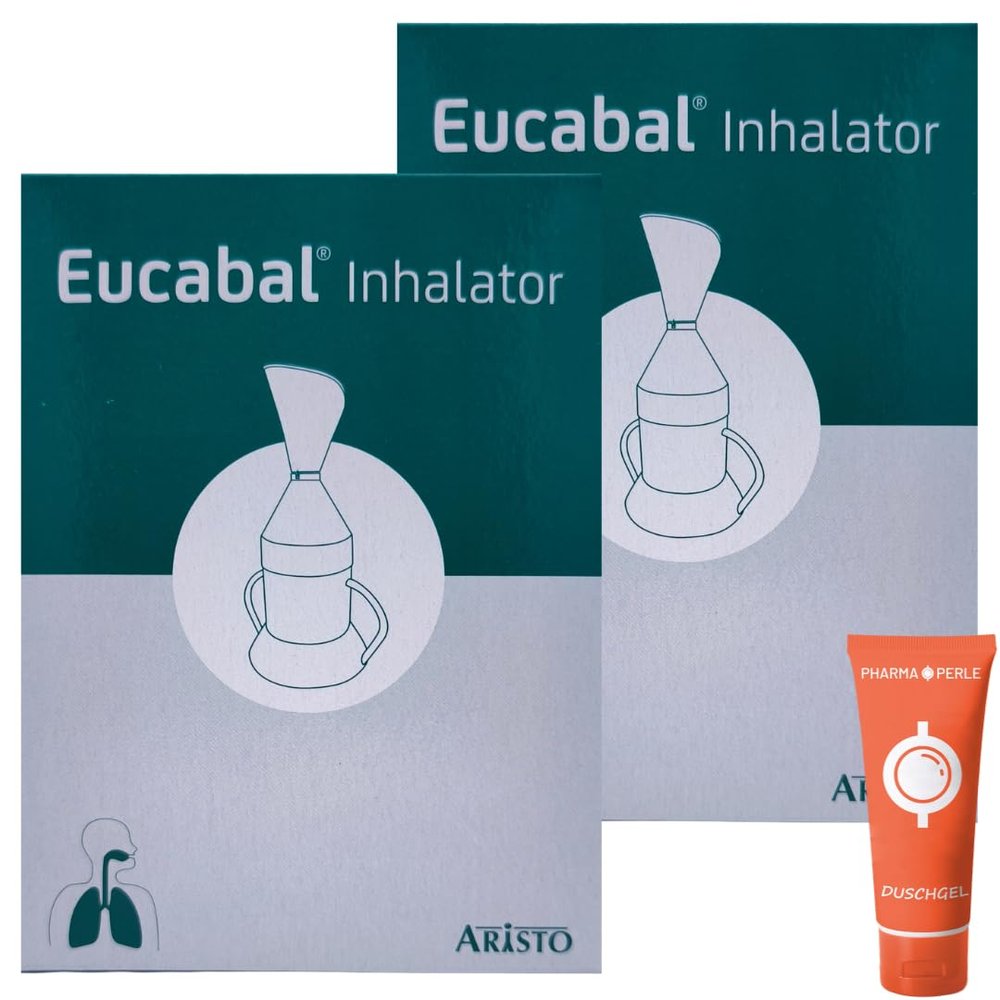 Eucabal Inhaler | Steam inhaler with mouth-and-nose mask | Tip-resistant & dishwasher-safe | For adults and children aged 6+ | With Pharma Perle shower gel (2x)