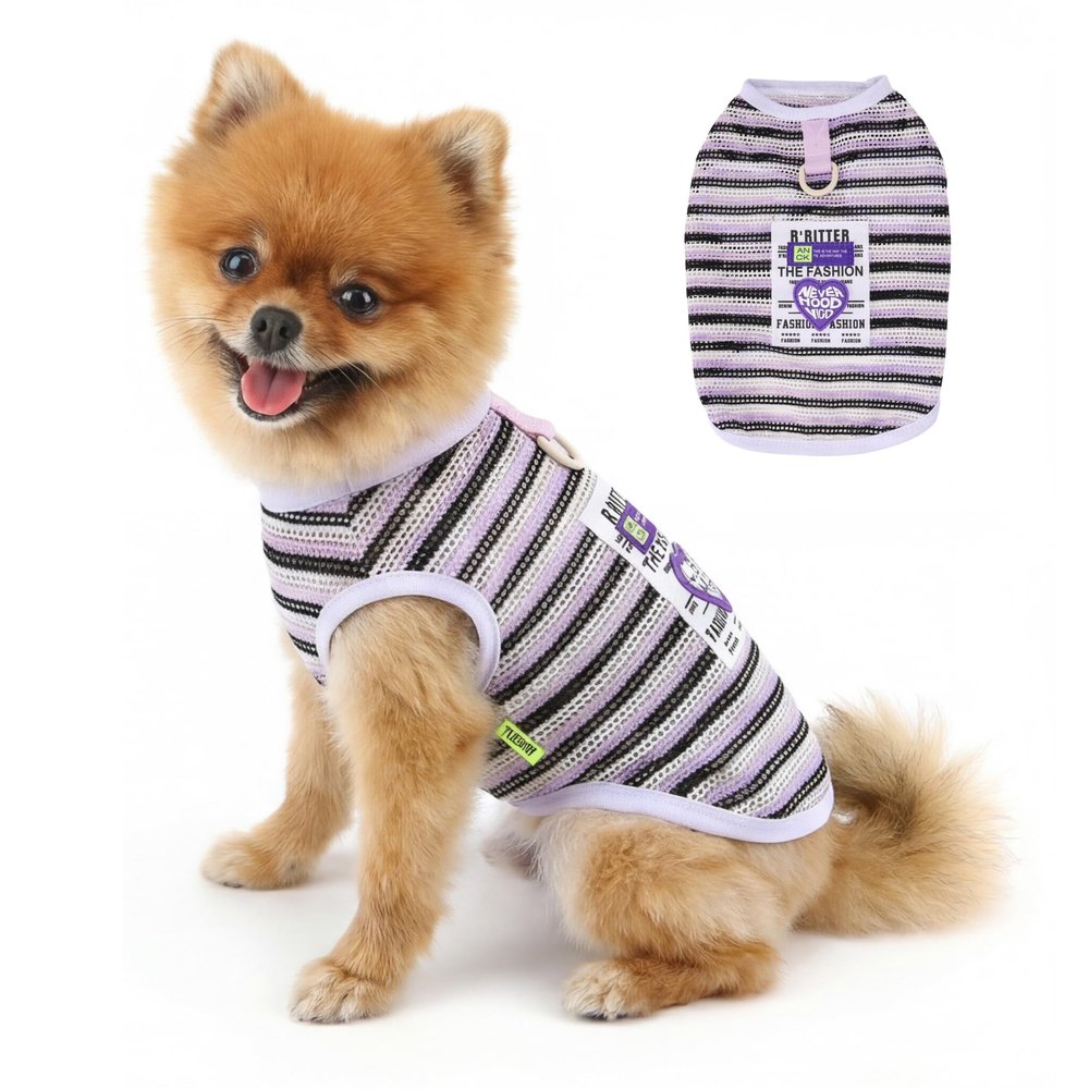 PAIDEFUL Striped Mesh Shirt for Small Dogs
