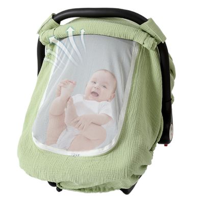 Baby Car Seat Cover, 360° Protection, Cotton Gauze, Mint Green