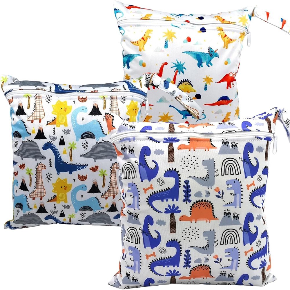 Dexpally 3-Pack Wet Bags for Kindergarten, Diapers & Swimwear