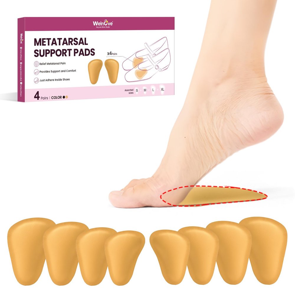 Welnove Metatarsal Pads for Women and Men, 4 Pairs