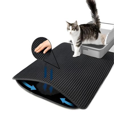 Black Cat Litter Mat, 24 x 18 in, Double-Layer Honeycomb, Non-Slip