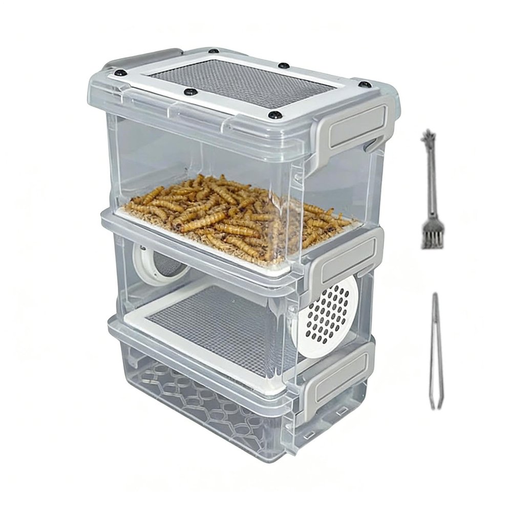 Mealworm Breeding Set with Multi-Layer Ventilated Container