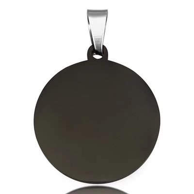 Round Stainless Steel Dog ID Tags, Engravable, 15–35 mm, 30-Piece Set (Round Outer Hole, Black, Blank, 20 mm)