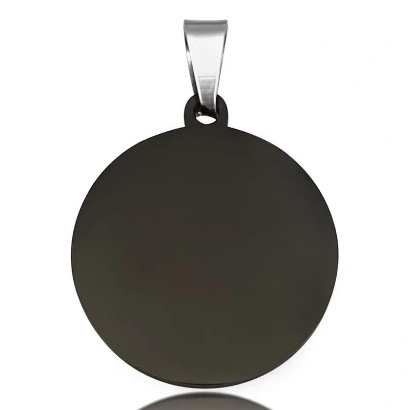 Round Stainless Steel Dog ID Tags, Engravable, 15–35 mm, 30-Piece Set (Round Outer Hole, Black, Blank, 20 mm)