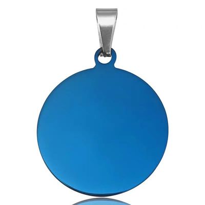Round Stainless Steel Dog Tags, Customizable for Engraving, 15–35 mm, 5 Colors, 30-Piece Set (Round Inner Hole, Blue, Blank, 20 mm)