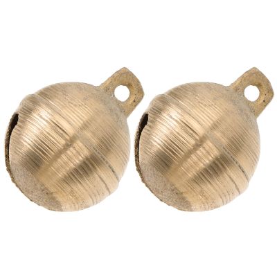 CIYODO 2-Piece Brass Pet Bells, Medium Size, Lightweight Dog Collar Pendants with Clear Sound for Animal Training and Farm Animals