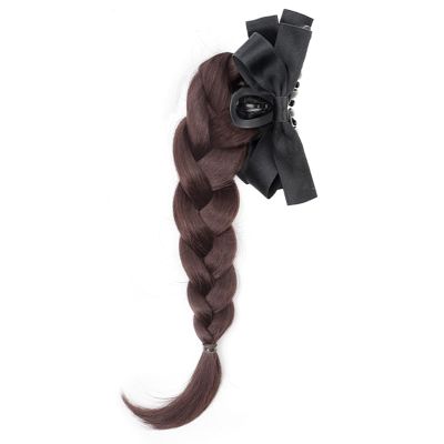 Braided Hair Extension with Bow and Claw Clip