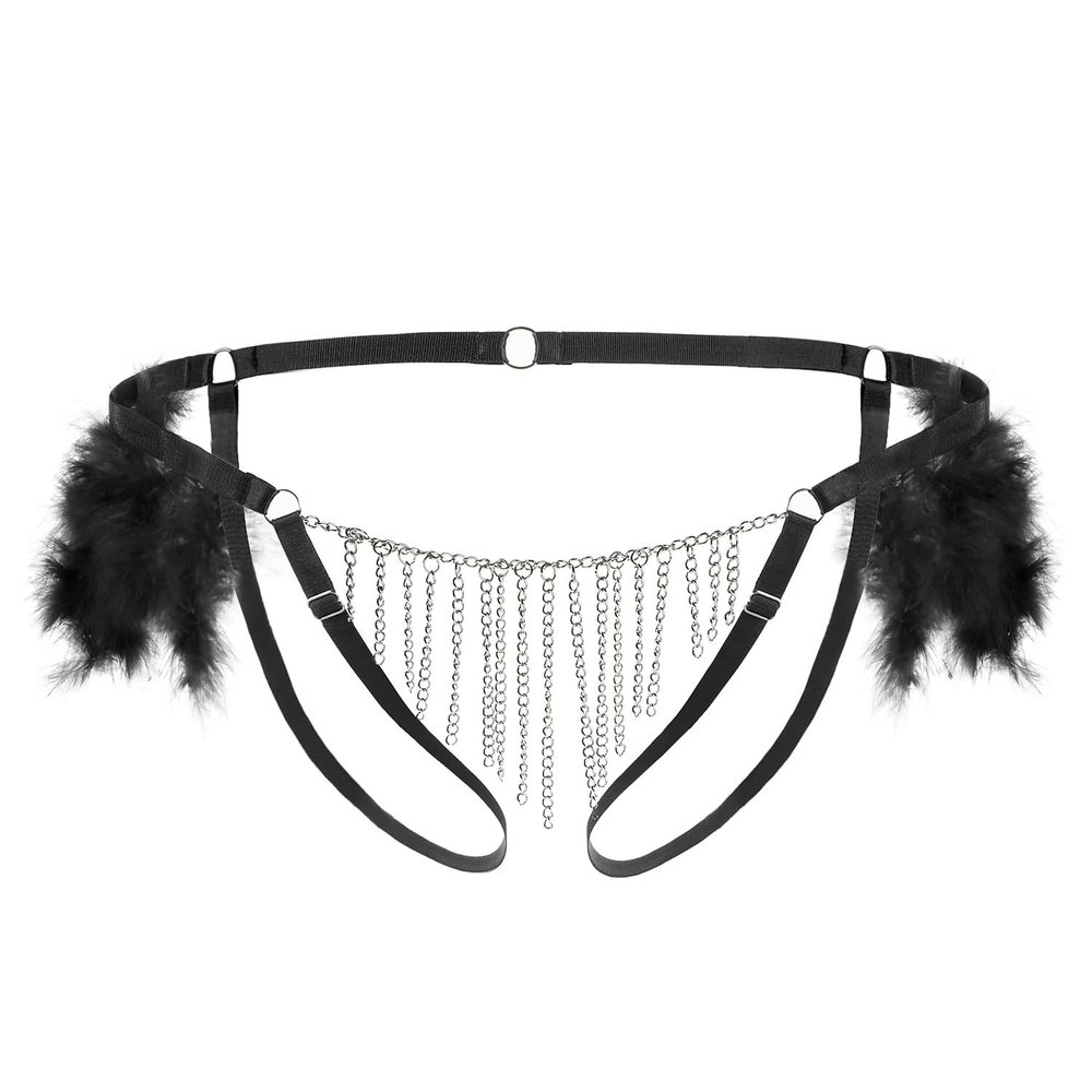 Men's Sexy Mesh G-String Thong with O-Ring, Open Crotch, Black I