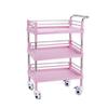 JKJZSALJ Mobile Transport Cart for Beauty Salons, 3-Tier Hotel Cart with Handle, Rolling Plastic Cleaning Cart for Restaurants, 75 kg Capacity, Pink, Size M view 1