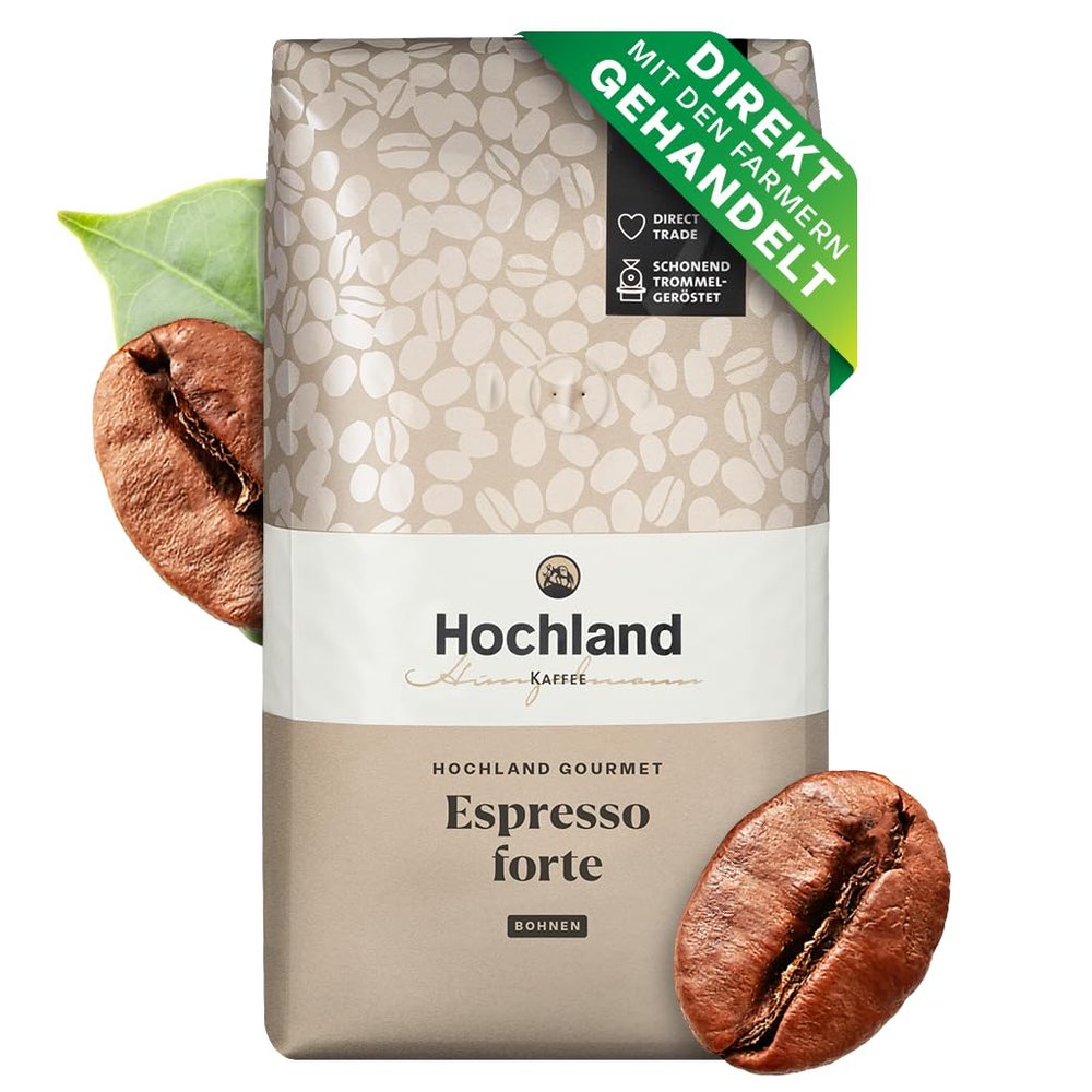 Hochland Gourmet Espresso Forte 1000 g Whole Beans – Bold & Aromatic