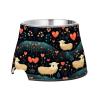 Cute Small Non-Slip Stackable Stainless Steel Food and Water Bowls for Dogs and Puppies, Floral Pattern view 2