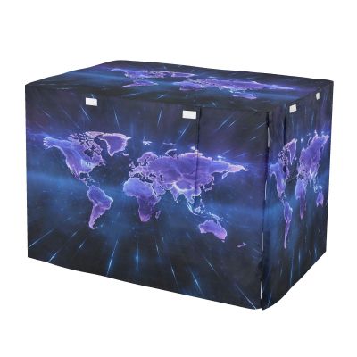 KAAVIYO Blue Purple World Map Dog and Cat Crate Cover, Waterproof Pet Crate Cover for Indoor and Outdoor Use