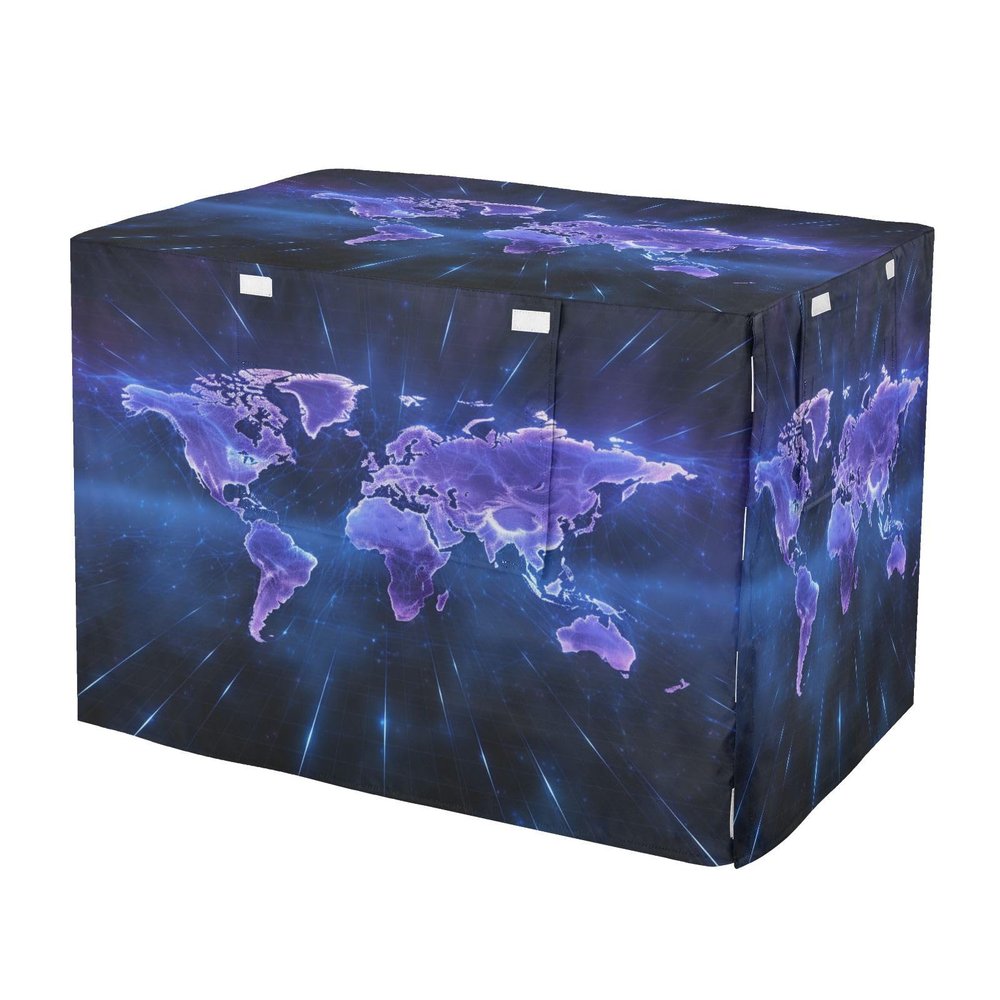 KAAVIYO Blue Purple World Map Dog and Cat Crate Cover, Waterproof Pet Crate Cover for Indoor and Outdoor Use