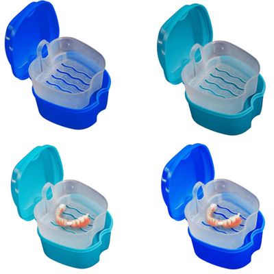 OFFIGAM Plastic Denture Case, 2-Pack, Random Color, with Sieve and Hinge