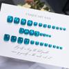 MouyouGlow 32-Piece Short Square Turquoise Blue Cat-Eye Press-On Toenails view 4