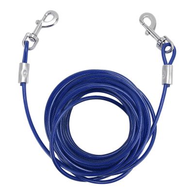Dog Tie-Out Cable, Steel Wire, Double-Ended, Bite-Resistant, Outdoor Camping, for Small, Medium, and Large Dogs (6 mm x 3 m / 0.24 in x 9.8 ft)