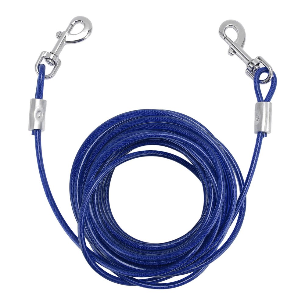 Dog Tie-Out Cable, Steel Wire, Double-Ended, Bite-Resistant, Outdoor Camping, for Small, Medium, and Large Dogs (6 mm x 3 m / 0.24 in x 9.8 ft)
