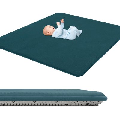 Baby Crawling Mat, 3 cm Thick Play Mat, Short-Pile Nursery Rug, Non-Slip Backing, 90 x 100 cm, Green