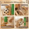 Wooden Interactive Vertical Cat Scratcher with Catnip Ball view 4