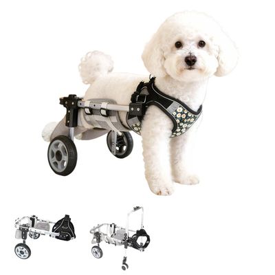 Adjustable Rear-Leg Dog Wheelchair with Leg and Hip Supports, Black