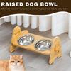 Height-Adjustable Elevated Wooden Dog Bowl Stand view 2