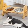 Height-Adjustable Elevated Wooden Dog Bowl Stand view 3