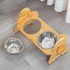 Height-Adjustable Elevated Wooden Dog Bowl Stand view 4