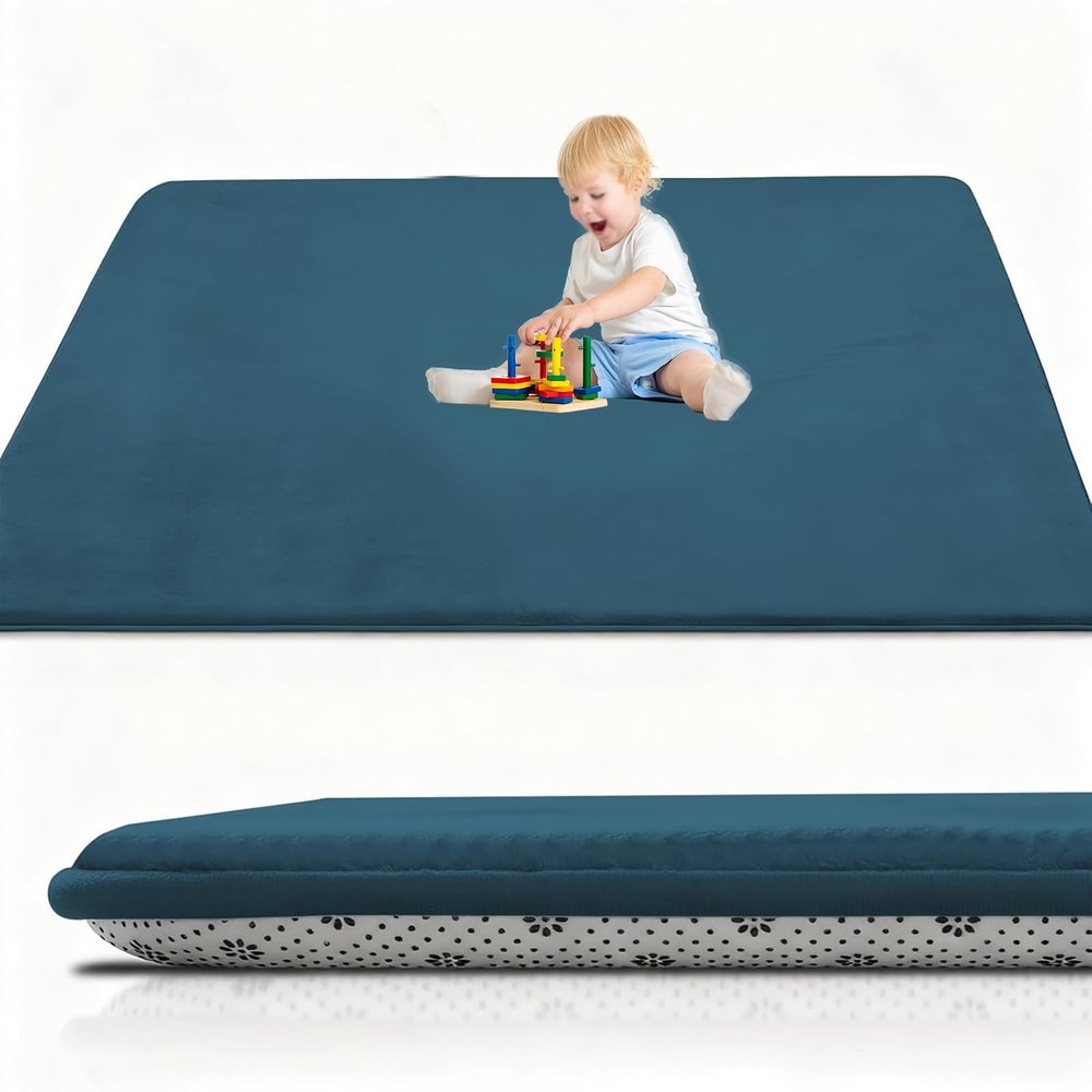Foldable Baby Play Mat, 200 x 380 cm, Sky Blue, 2 cm Thick, Non-Slip