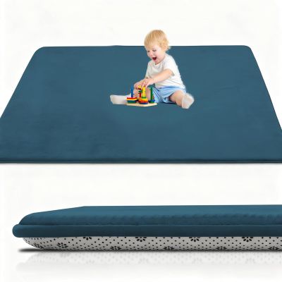 Foldable Baby Play Mat, 130 x 190 cm, Sky Blue, 2 cm Thick, Non-Slip