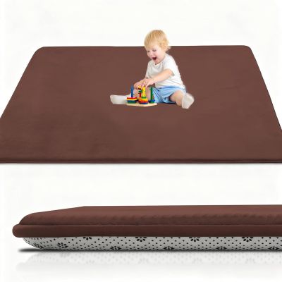 Foldable Baby Crawling Mat, 120 x 250 cm, Brown, 2 cm Thick, Non-Slip