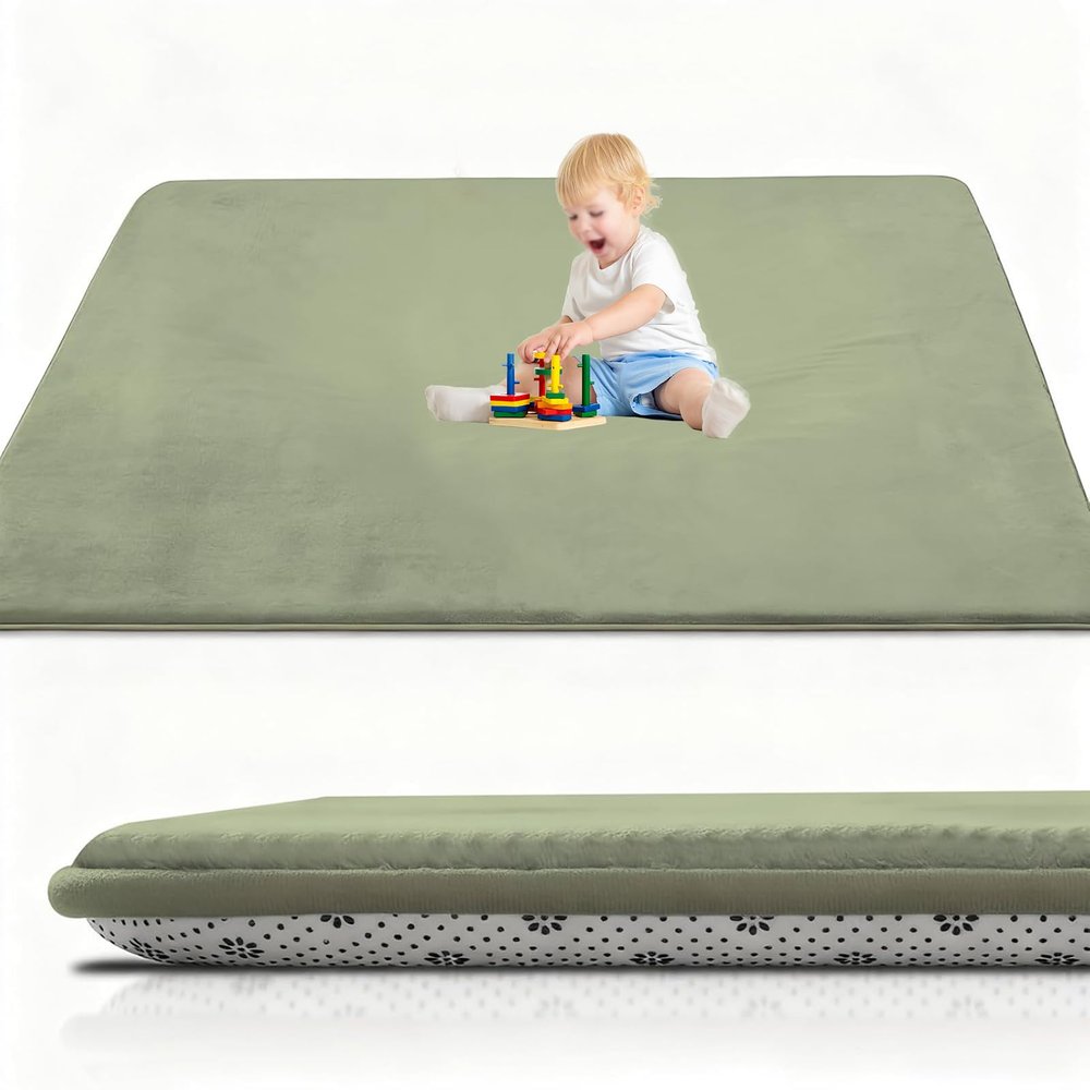Foldable Baby Crawling Mat, 40 x 100 cm, Grass Green, 2 cm Thick, Non-Slip