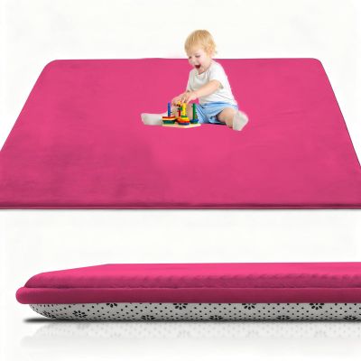Foldable Baby Crawling Mat, 120 x 220 cm, Rose Red, 2 cm Thick, Non-Slip
