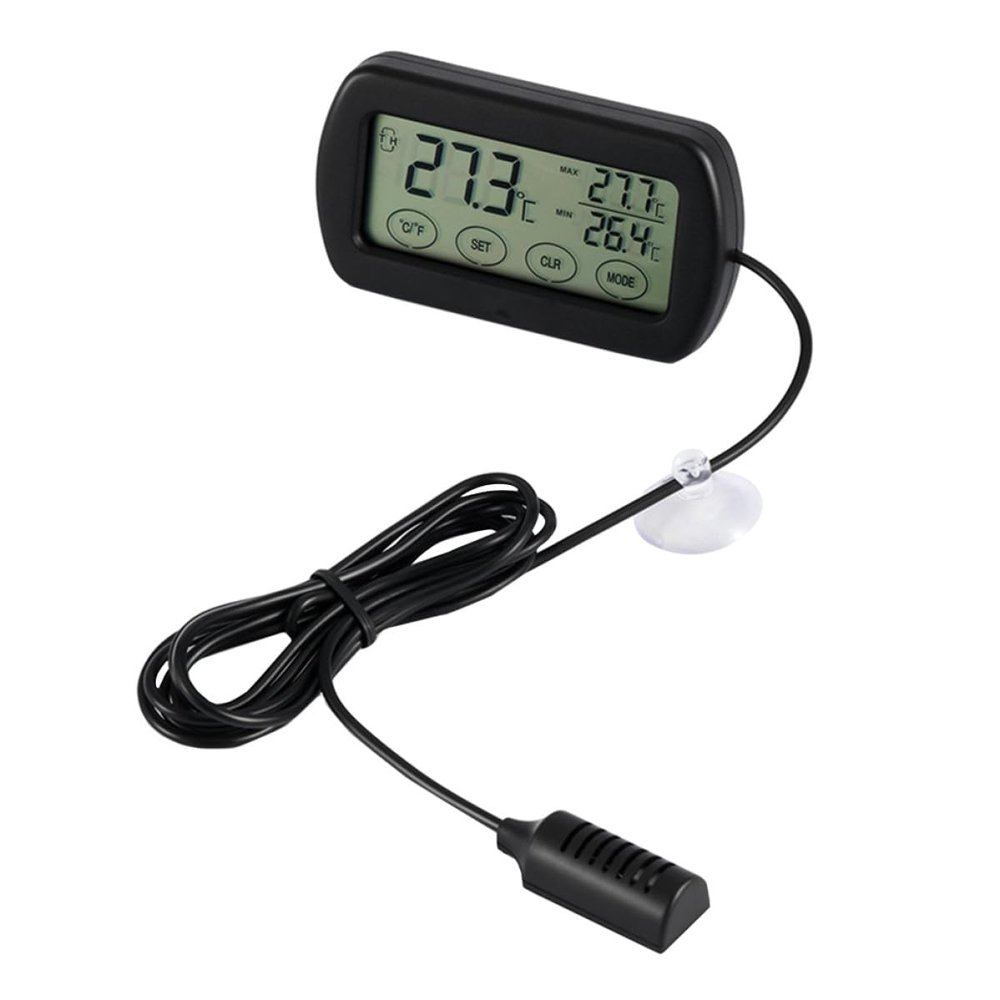 Digital Egg Incubator Thermometer with Alarm and LCD Display, Black