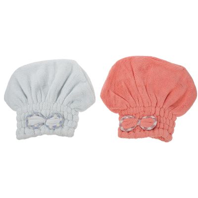 HEATSHAKING 2-Pack Coral Fleece Hair-Drying Shower Caps for Women