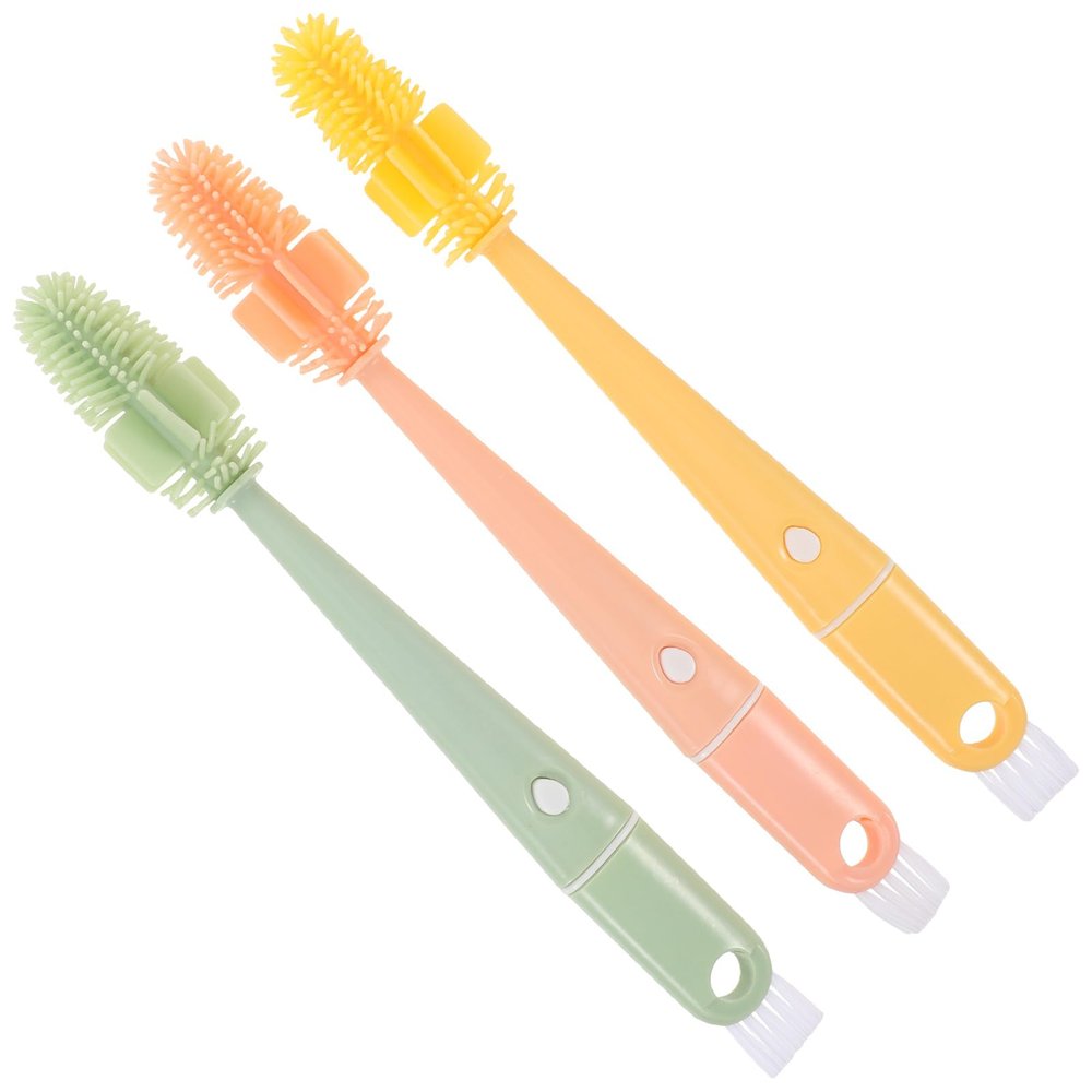 Silicone Bottle Brushes for Baby Bottles and Cup Lids, 3-Piece Set