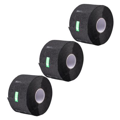 COMPUKAS 3 Rolls Black Disposable Nonwoven Neck Strips for Hair Salons