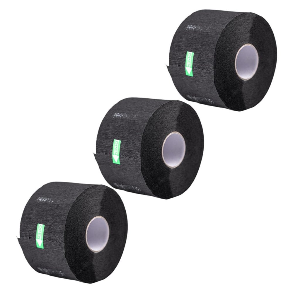 COMPUKAS 3 Rolls Black Disposable Nonwoven Neck Strips for Hair Salons