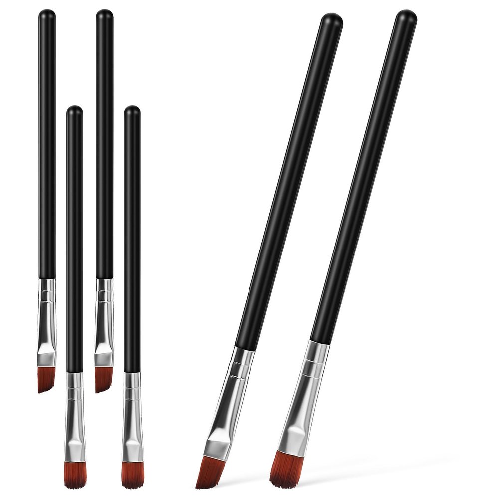 6-Piece Eyebrow Brush Set with Flat and Angled Heads for Makeup