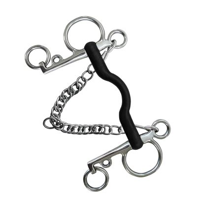 QUXVUIS Stylish Stainless Steel Bit with Copper Mouthpiece and Silver Details, Western Bridle with Cheekpieces for Competitions, Center Roller and Curb Function