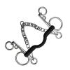 QUXVUIS Stylish Stainless Steel Bit with Copper Mouthpiece and Silver Details, Western Bridle with Cheekpieces for Competitions, Center Roller and Curb Function view 3