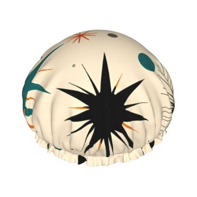 Atomic Stars Retro Waterproof Reusable Shower Cap for Women