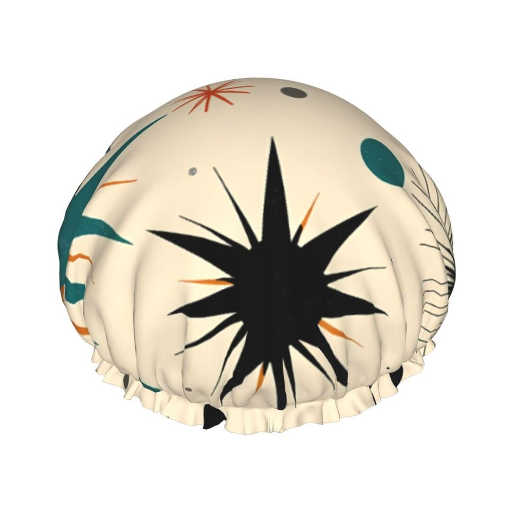 Atomic Stars Retro Waterproof Reusable Shower Cap for Women