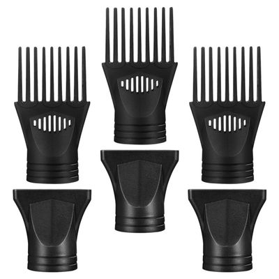 CATIEBYE Nylon Hair Dryer Nozzle Attachments, 6-Piece, Black