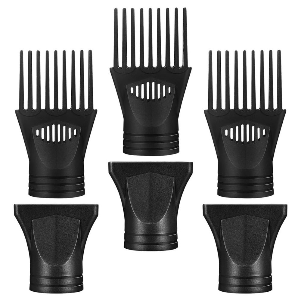 CATIEBYE Nylon Hair Dryer Nozzle Attachments, 6-Piece, Black