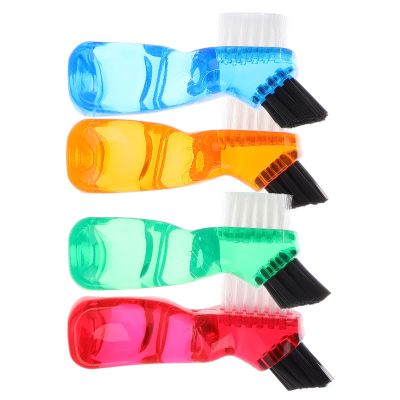 JOINPAYA Double-Sided Denture Toothbrush, 4-Pack, with Hard-Bristle Head and Short Handle