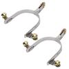 ZenithAur Compact Stainless Steel Horse Spurs with Classic Brass Rowel, Pair view 1